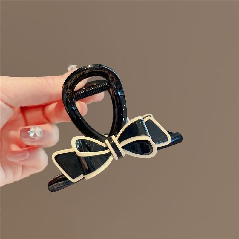 Chic Acrylic Bow Hair Claw Clip Elegant Shark Clip for Women Updo Back Head Hair Accessories