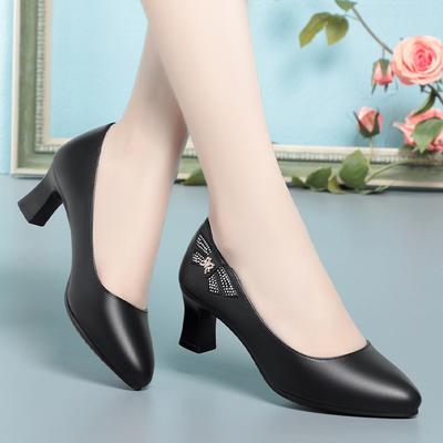 Scarpe in Pelle Morbida e Suola Morbida da Donna, Scarpe con Tacco Medio da Donna, Scarpe da Lavoro, Scarpe da Donna in Pelle