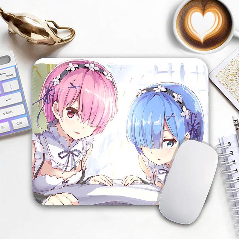 Anime R_Rem R_Re Zero Mouse Pad Small Gaming Mousepad Gamer Non-Slip Edge Standard MousePads PC Compact Stitched Office Mousemat