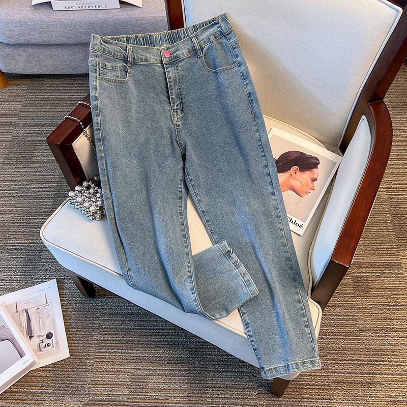 Plus Size Women's High Waist Denim Pants - Slimming, Casual, Loose Fit 