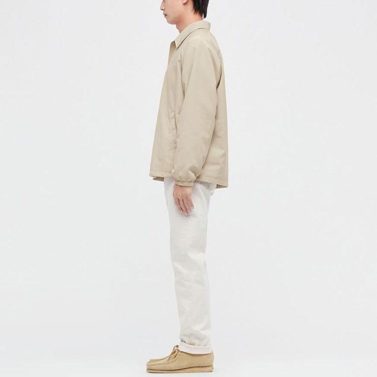 Uniqlo Solid Color Lapel Casual Jacket Unisex Jackets Beige 445041-30