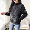 Mantel Damen Mode Einfarbig Stehkragen Plaid Slim Baseball Gepolsterte Jacke