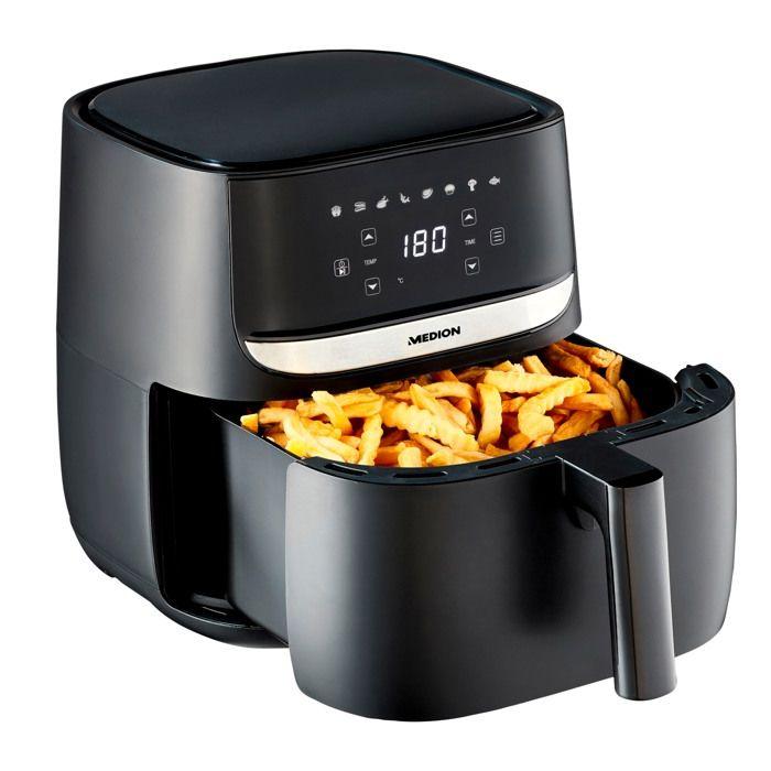 Friteuse à air chaud - MEDION MD10532 - 5,7L - 1700W - 8 Programmes - Écran tactile - Noir