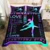 Neon Pink Gymnastics Ballet Dance Bedding Set, Love Gymnastics Theme Duvet Cover Set Polyester Quilt Cover