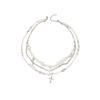 French Light Luxury Sweet Necklace Multi-Layer Pearl Cross Beaded Neck Chain Girlish Temperament High-End Necklace