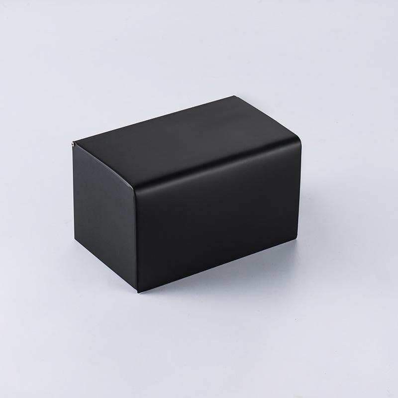 Stainless Steel Black Square Wall-Mounted Waterproof Tissue Box and Napkin Dispenser.