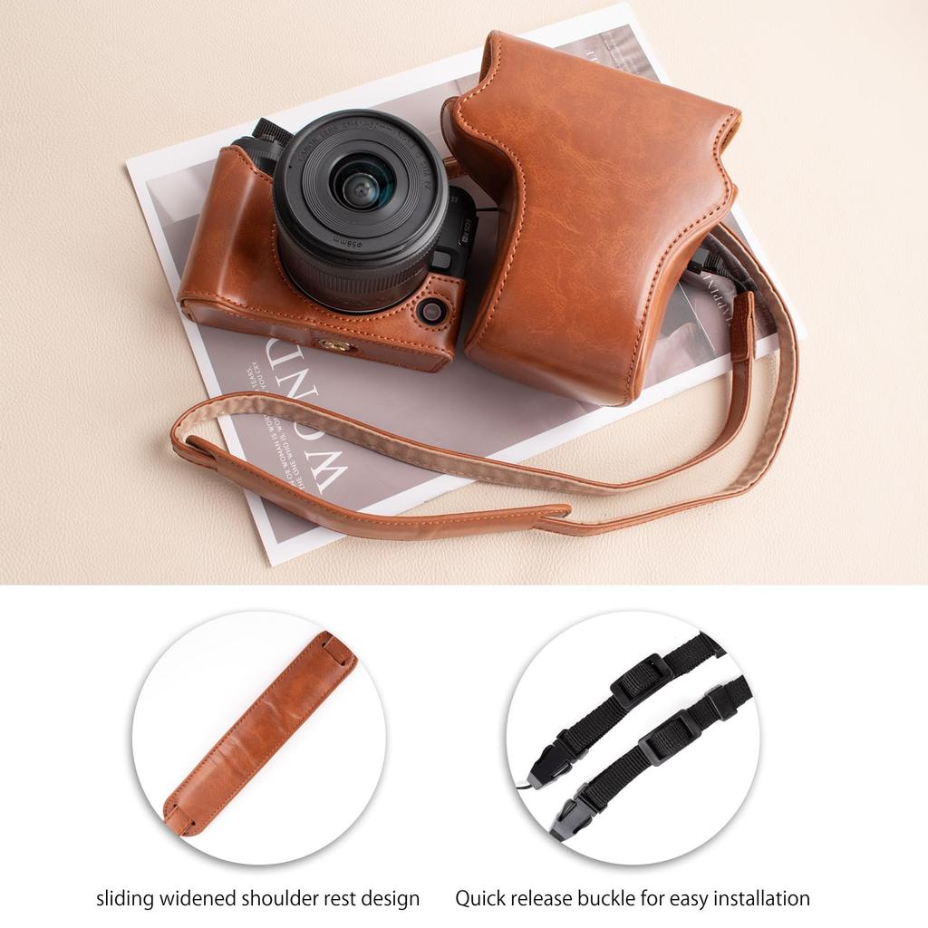 Kinokoo Canon EOS R50 V EOS R50 V PU Leather Protective Cover for EOS R50 Digital Camera with Detachable Carry Case with Adjustable Shoulder Strap
