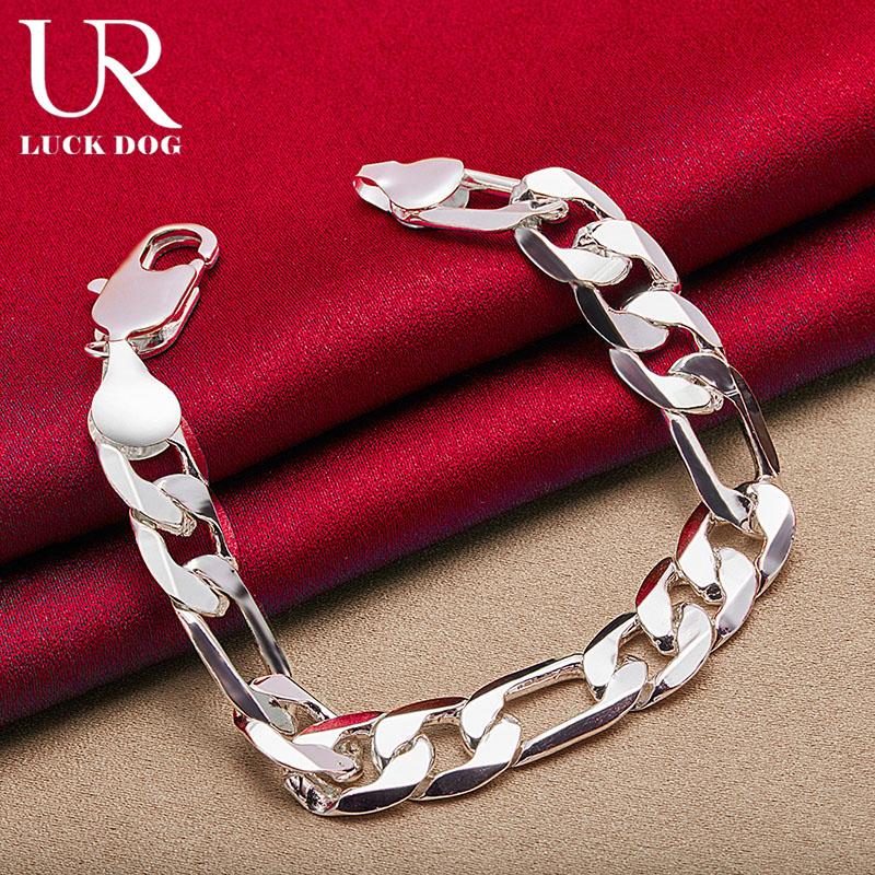 925 Sterling Silver 12mm Side Chain Bracelet Fashionable Wedding Jewelry