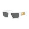 Temple Logo Decoration Acetate Square Sunglasses Women's White 9328758 VE445931487-white 54