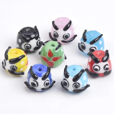 2pcs 15x12mm Handmade Daruma Lampwork Glass Bodhidharma Beads for Jewelry Making DIY Crafts Findings