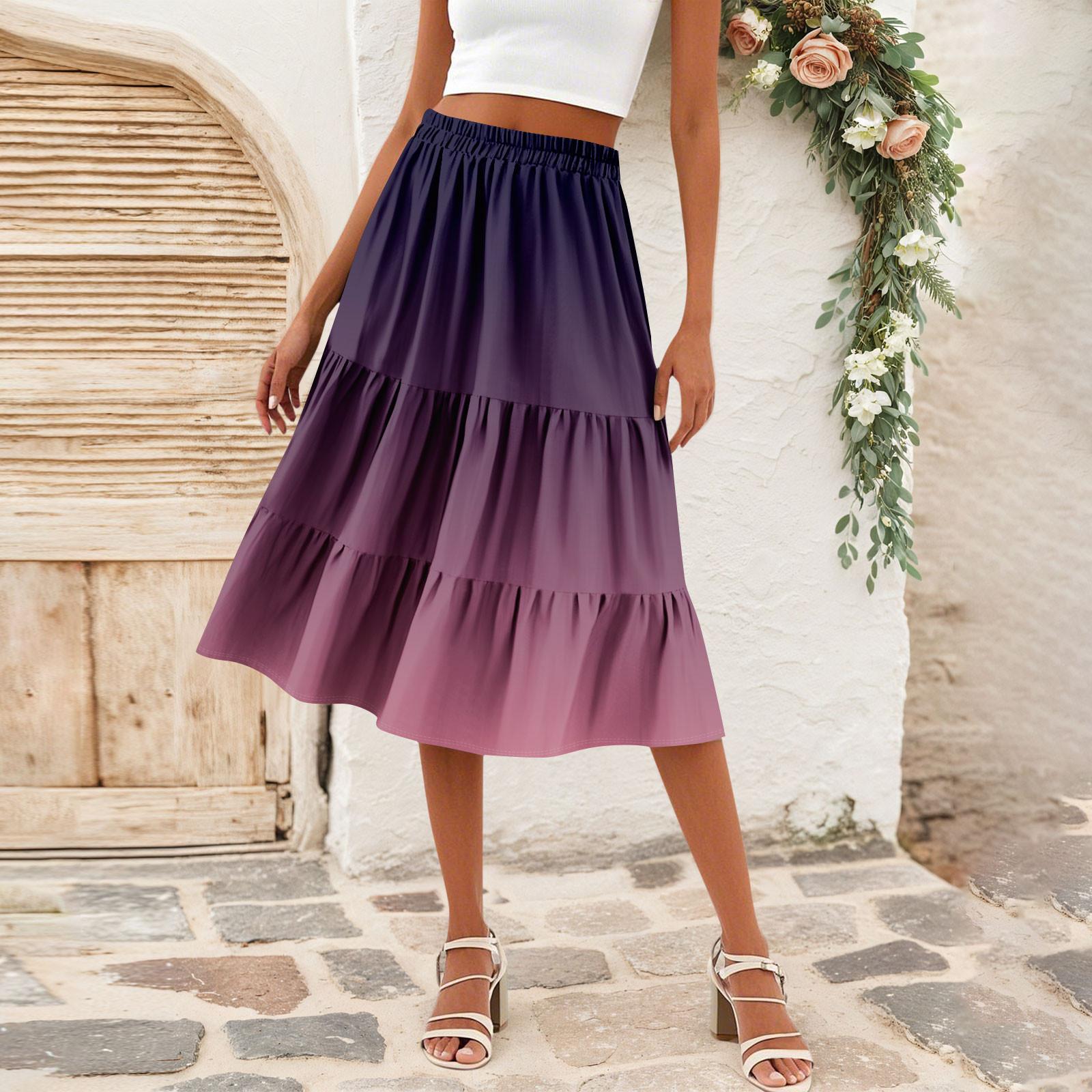 

Женская повседневная юбка А-силуэта с высокой талией, юбка в полоску с принтом в горошек и карманами L