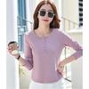 [JHIJSC] t-shirt ladies long sleeve spring cotton tight Plain color Fashionable cute large size (JP, alphabet, L, pink)