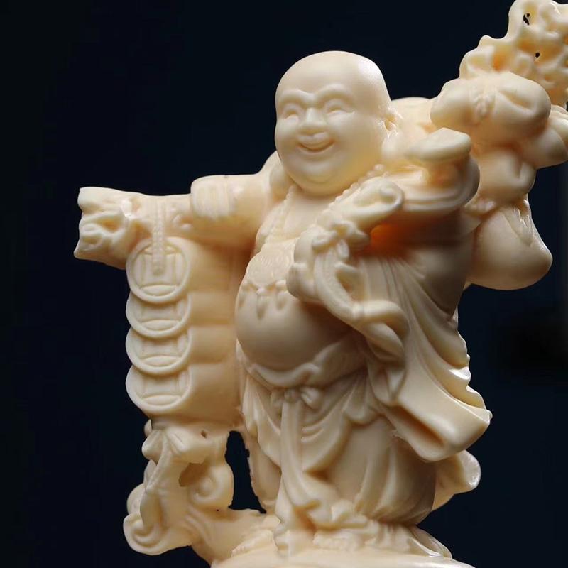 Copper Coin Maitreya Buddha Character Statue  Chinese God of Wealth -Home Office Feng Shui Mascot Laughing Buddha Statue