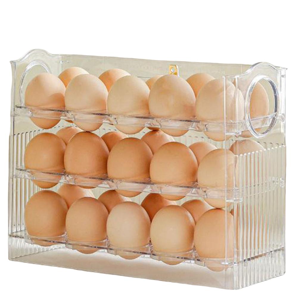 Egg Storage Box For Kitchen Large Capacity Egg Tray With Handle Multi Layer Anti Fall Egg Holder Timing Egg Rack