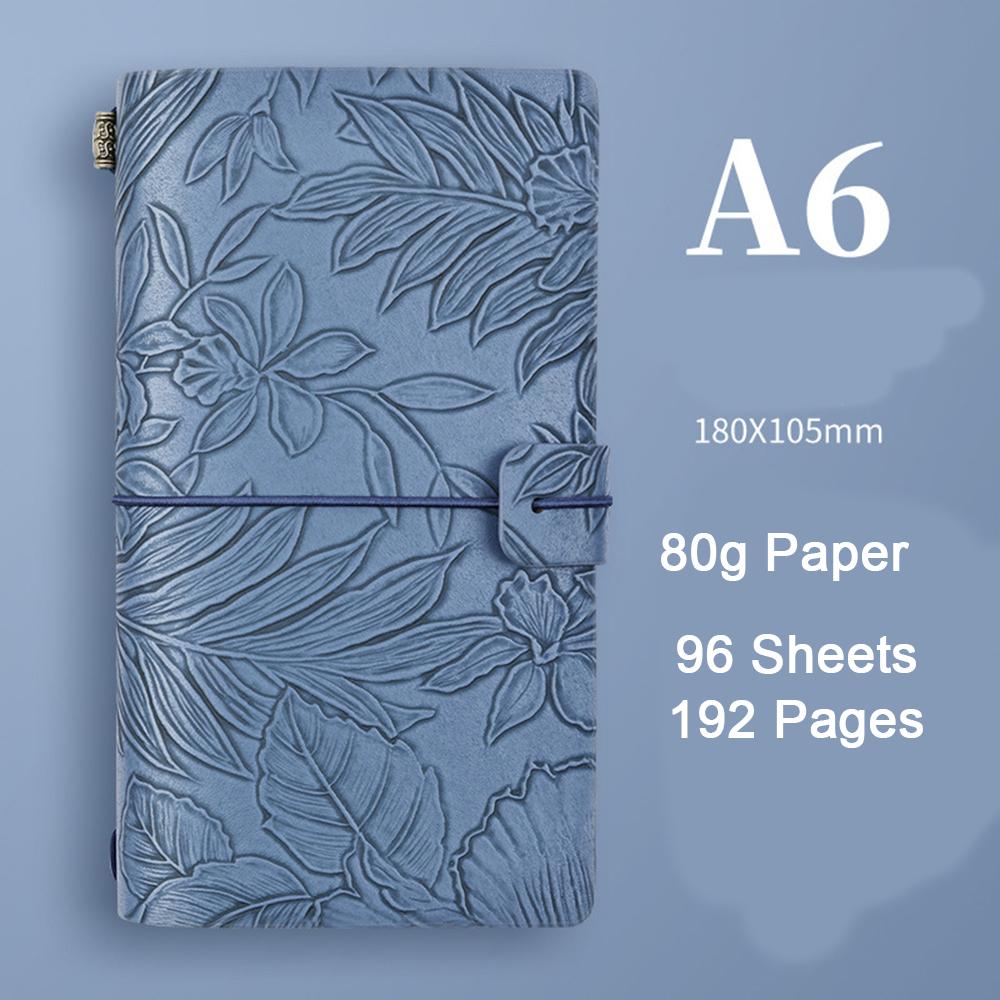 (Logo Can Be Engraved) A6 Student Printed Ledger, Leather Business Notebook with Strap, Notepad, Travel Diary, Portable Memo, Meeting Record Book