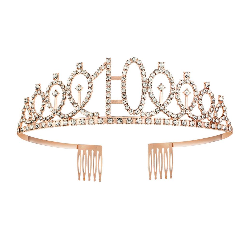 First Birthday Number Crown Water Diamond Headband  Ball Hair Accessory Anti Slip Cake  Decoration Alloy Hair Band