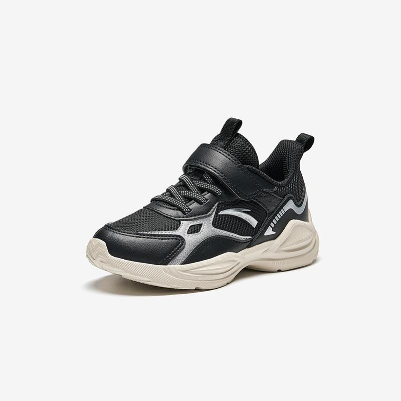 Anta Fashionable Versatile Comfortable Lightweight Shock Absorbing Low Top Kids Running Shoes Kids sneaker Black Silver A12449977-2
