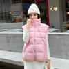 Stand-up collar, down cotton vest, women's outer wear, loose warm sleeveless vest, vest, vest, autumn and winter models, annual fashion vest