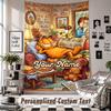 Wall Hanging Tapestry With Custom Name & Text, Garfield Decorative Tapestry For Bedroom