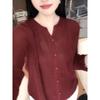 Simple and Stylish Red Long-Sleeved Knitted Cardigan for Women, 2026 Autumn New Style, Elegant and Complexion-Enhancing Casual Plus-Size Top