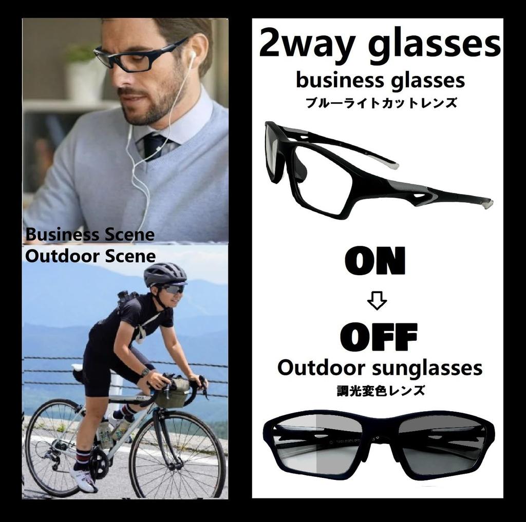 Sports Blue Light Design That Changes from PC Work To Sunglasses When Going Sports [REONAS] Glasses, Photochromic, Discoloration, Protection, 2-Way