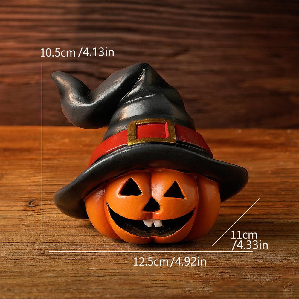 Halloween Witch Hat Pumpkin Figurines Table Decor Resin Party Props Halloween Decorations Holiday Table Centerpieces Ornaments