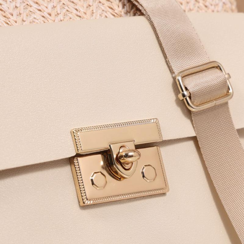 Fresh and simple woven small square bag spring and summer new splicing lock crossbody shoulder bag women's bag mobile phone bag