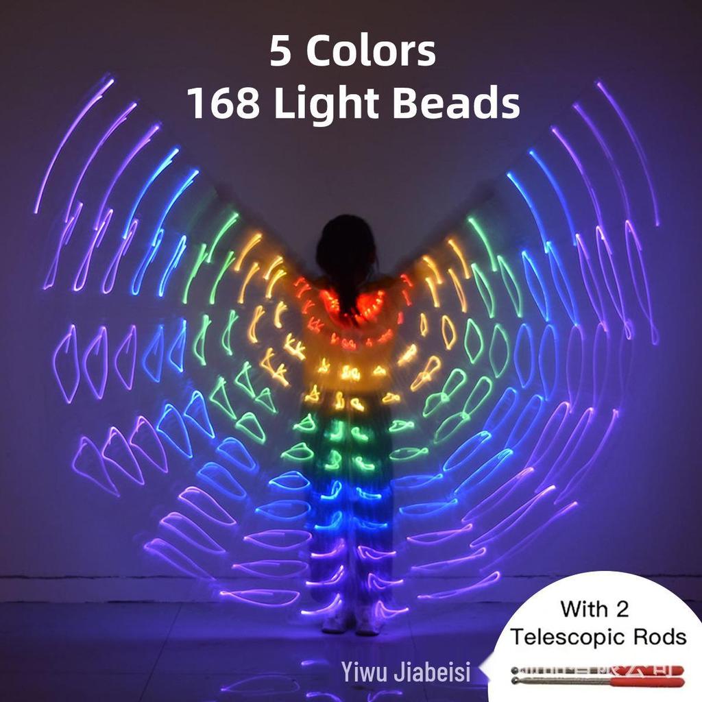 LED Leuchtendes Kinder Bauchtanzkostüm mit bunten leuchtenden Flügeln