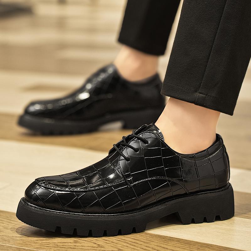 Herren Lederschuhe mit dicker Sohle Trendiger Britischer Gentleman Stil Täglich Business Büro Freizeit Party Hochzeit Erwachsen braune Schuhe