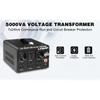 5000W Voltage Converter Transformer Step-Down 220V To 110V AC Power Converter with EU/UK Power Cord, Circuit Breaker Protection