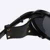 Leather Side Retro Round Glasses Anti Wind Circular Frame Steampunk Sunglasses Polarizing Night Vision Lightweight