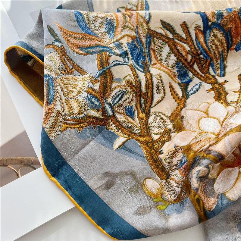 110*110 см двухсторонний шелковый шарф женский щедрый шарф шелковый шарф шаль 110*110cm — фото 7