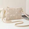 Yogodlns Korean Versatile Crossbody Crochet Bag, New Straw Woven Bag, Zipper Closure, Retro Casual Beach Flower Women's Bags