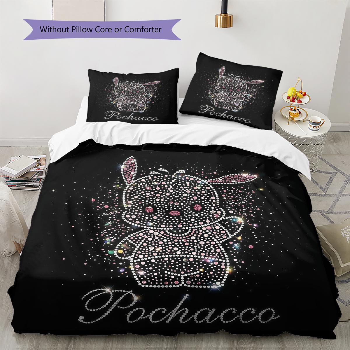

Sanrio Black Pattern Bedding,Quilt Set Quilt Cover Pillowcase Home Birthday Gift(1 * duvet cover + 2 * pillowcase, without core) 135x200cm