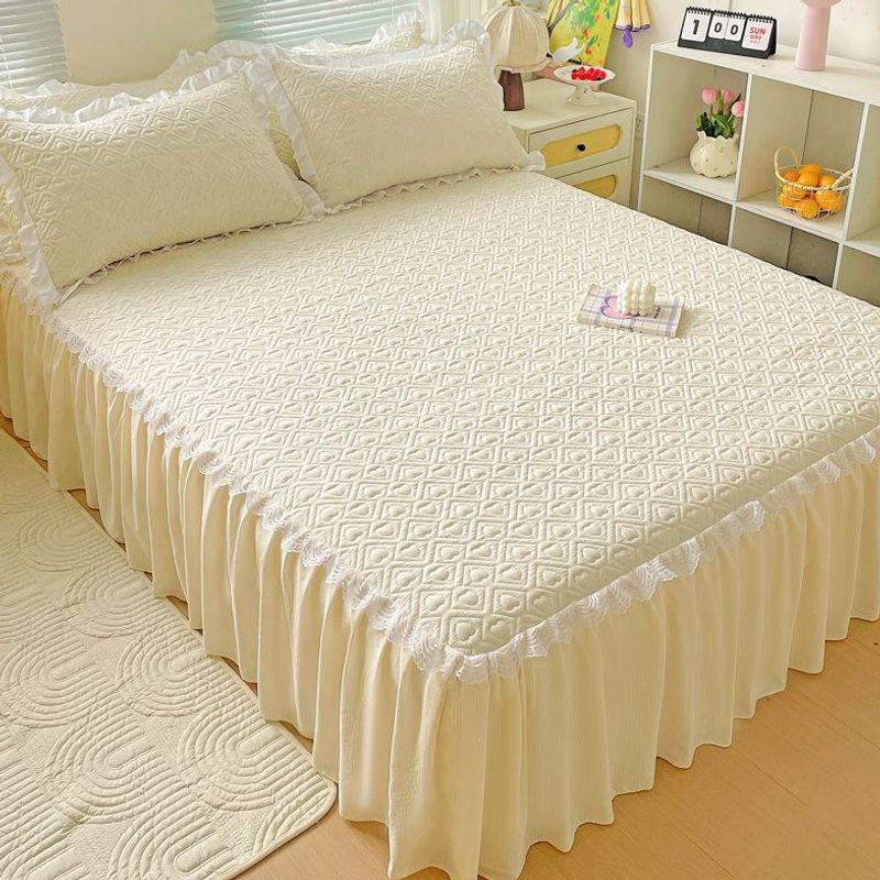 Four Seasons Universal Quilted Non-slip Korean Lace Mattress Protector and Bed Skirt.