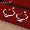 925 Sterling Silver Delicate Round Stud Earrings for Women, Wedding Fashion Jewelry, Party Accessories