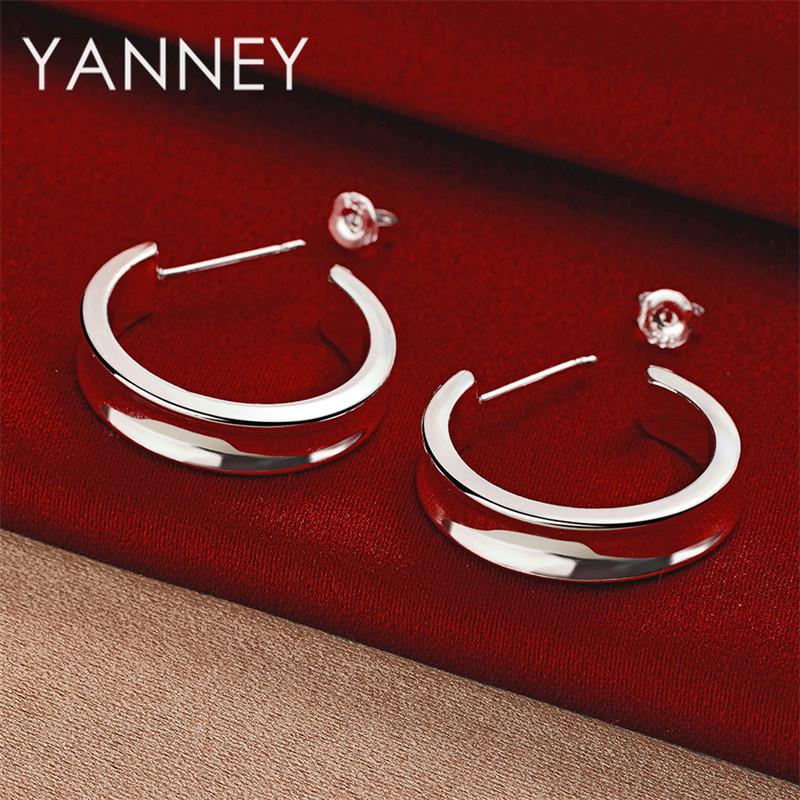 925 Sterling Silver Delicate Round Stud Earrings for Women, Wedding Fashion Jewelry, Party Accessories