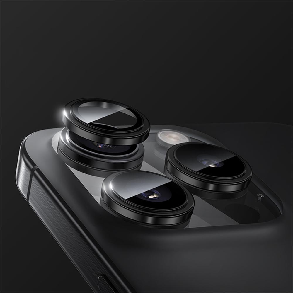 

BENKS 1 комплект для iPhone 16 Pro Max/16 Pro Захисне скло для лінз камери Corning Gorilla Glass з рамкою з алюмінієвого сплаву Black