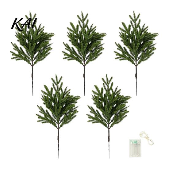 DIY Floral Display Stems Artificial Lighted Pine with Lights, Fairy Light Olive Branch, Realistic Faux Christmas Arrangements Stem for Home Table Vase