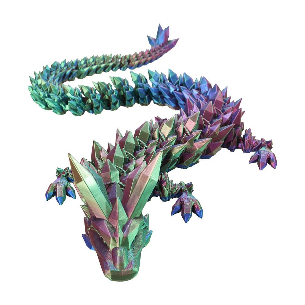 3D Printed Articulated Dragon Rotatable Joint 3D Crystal Chinese Dragon Ornaments Mystery Dragon Egg Toy Home Office Decoration