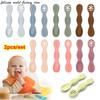 Silikon Welt 2 Stück Baby Lernlöffel Besteckset Silikon Klebriger Löffel Kinderbesteck Trainingslöffel Fütterungsgeschirr