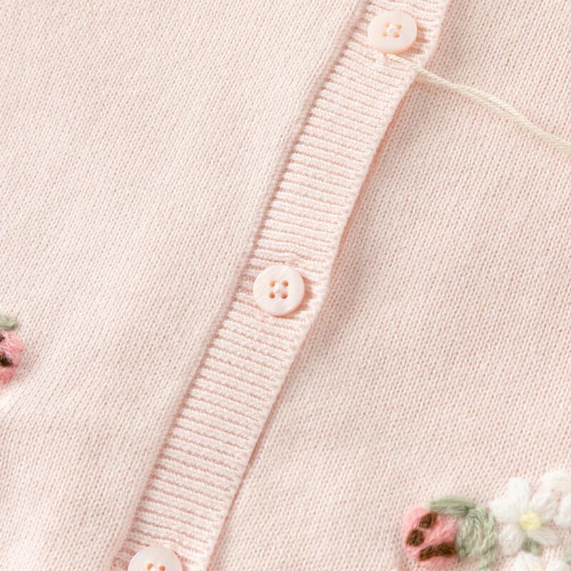 DAVE&BELLA Girls' Floral Anti-Static Cotton Cardigan Sweater