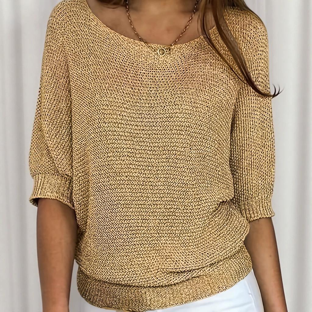 Women's Plus Size Knitwear, Solid Color for Fall and Winter