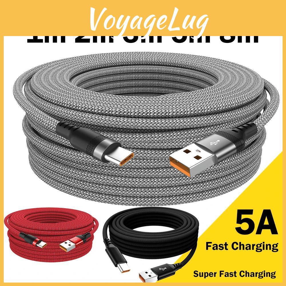 Cable Typec Usb Braided With 5a Super Fast Charging For Android Samsung And Oneplus Available In 1m To 8m Lengths
