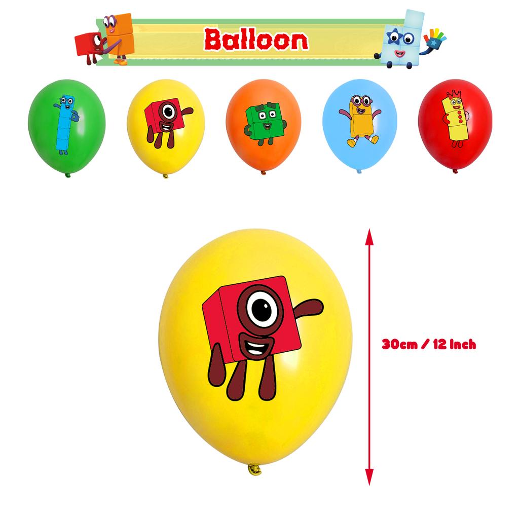 Cartoon Blocked Number Theme Birthday Party Decoration Building Background Plate Cup Balloon Backdrop Photography Prop Kid Gifts