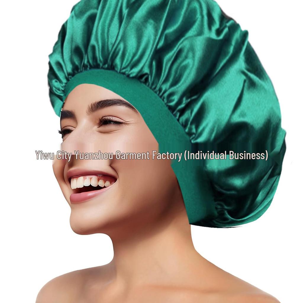 Women's Wide Brim Satin Sleep Cap – High Elasticity Hair Care Beauty Hat