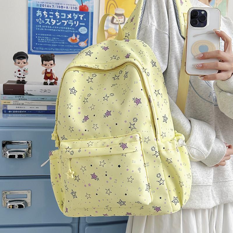 Star Print Women's Backpack Large Capacity Student Schoolbag