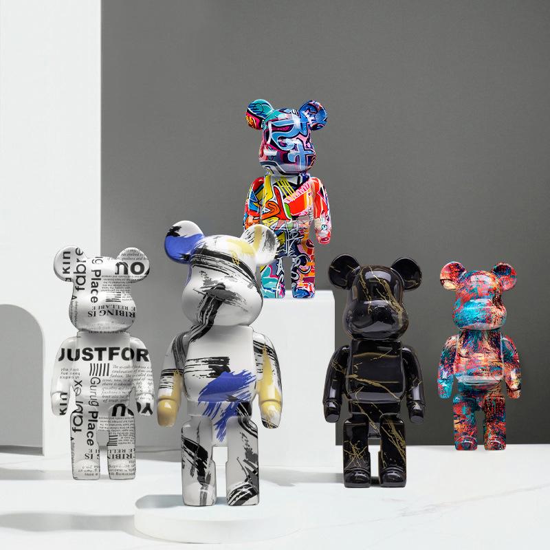 2025 New Graffiti Bear 27cm Figurine Home Decoration Animal Statue Storage Money Jar Modern Room Sculpture Table Decor