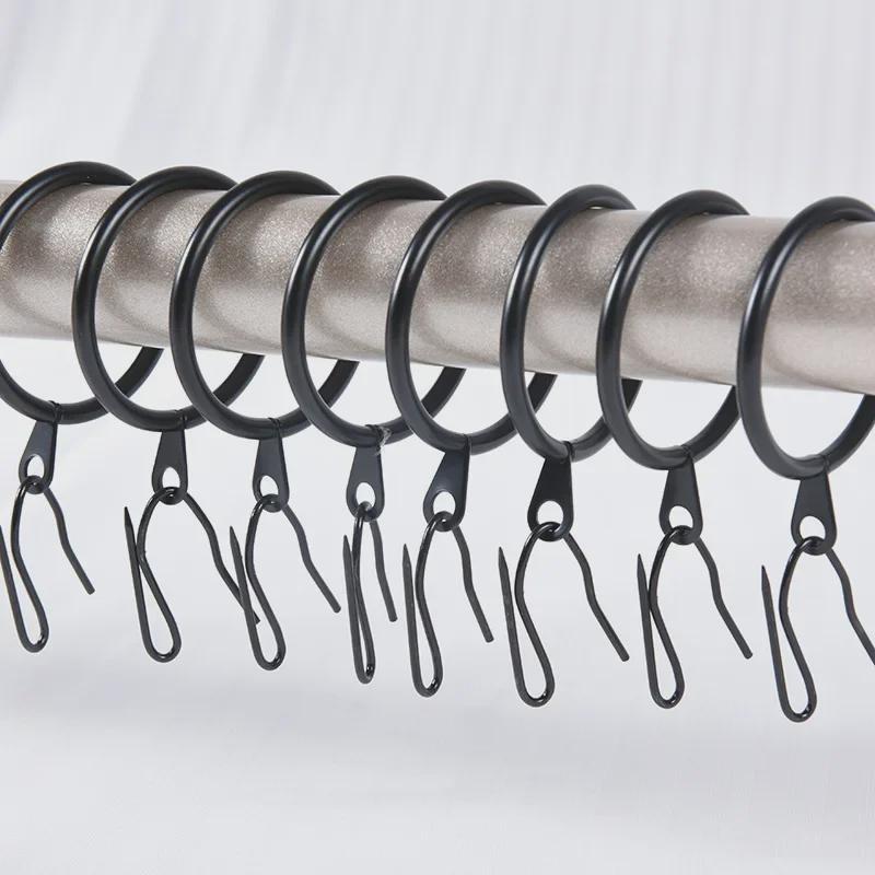 Black Shower Curtain Rod Hook with Roman Ring and Pin Hook Design