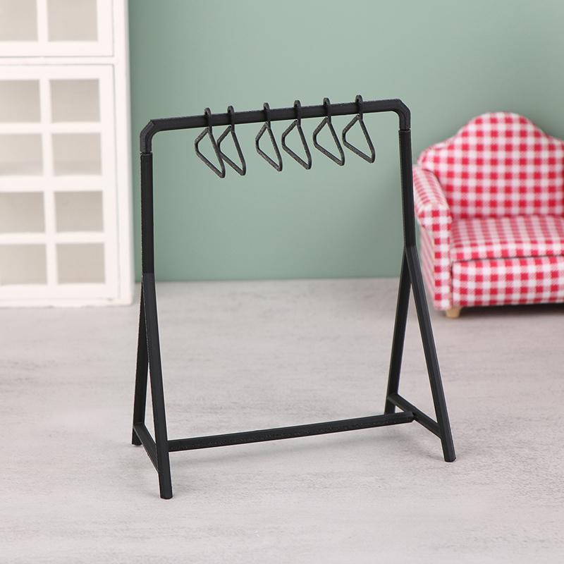 1/12 Dollhouse Clothes Rack Garment Organizer Hangers Set Dollhouse Mini Furniture Decoration Dolls House Accessories
